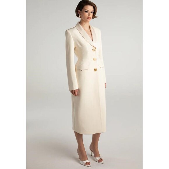 NANA JACQUELINE Women's Evie Long Suit Jacket Size XL In White - Picture 2 of 10